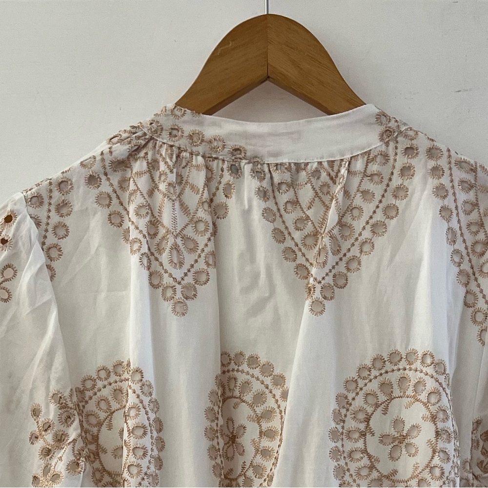 Luna Allegra Made In Italy White Floral Eyelet Summer Vacation Dress Sz sm - Picture 7 of 7